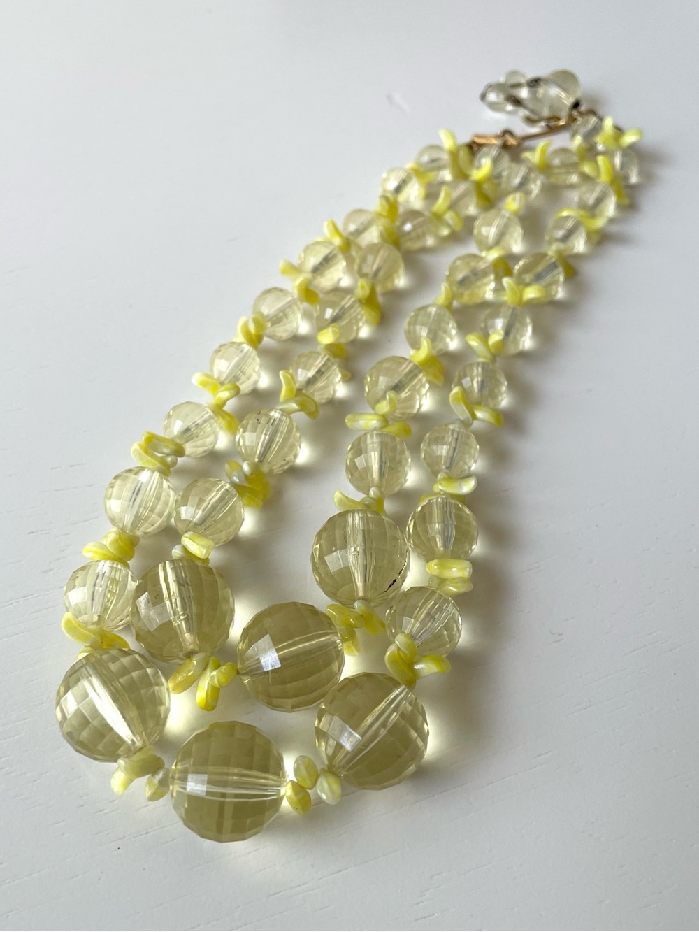Vintage faceted lucite (?) double strand choker necklace